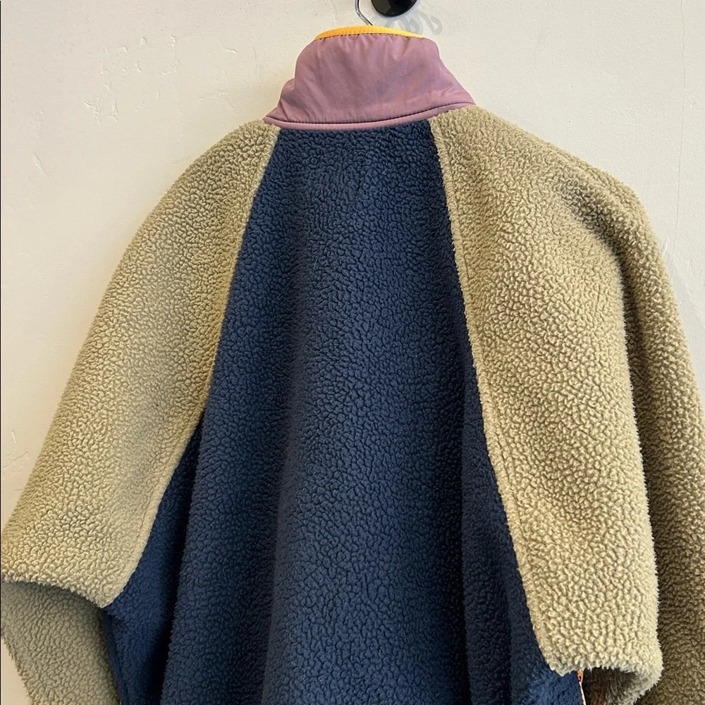 Free People Colorblock Teddy Jacket in Navy, Olive, Mauve & Mustard - Picture 10 of 10